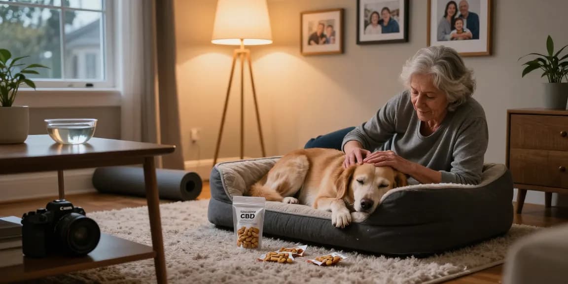 CBD North Canada Freeze-Dried Dog Treats enhancing comfort for senior dog.