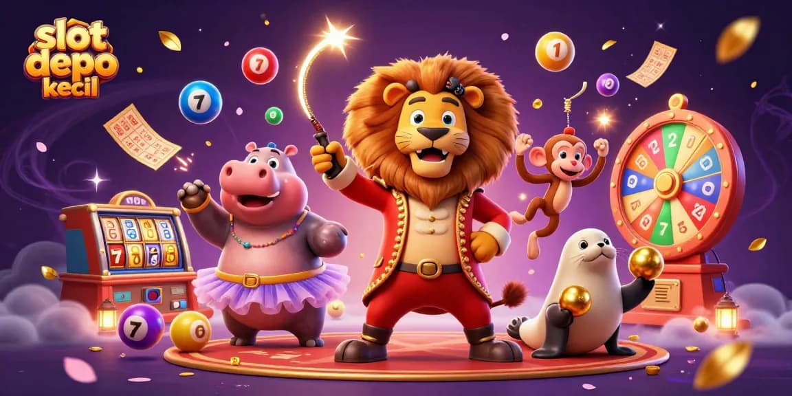 Engage with slot depo kecil in this vibrant 3D illustration featuring exciting gambling elements.
