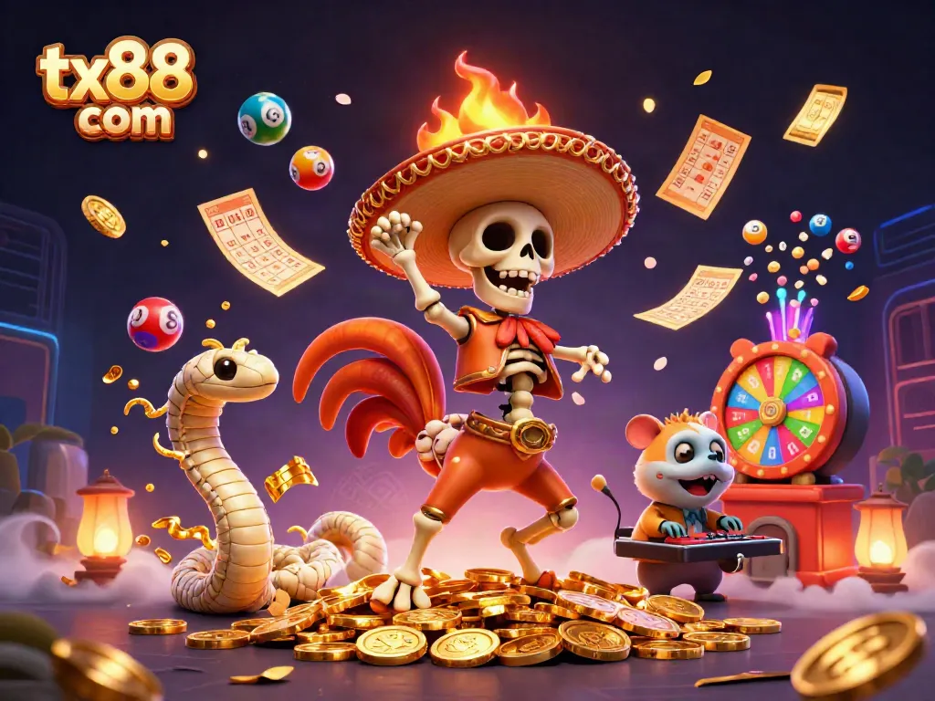 Engage with tx88 com's vibrant gaming scene featuring dynamic characters celebrating a jackpot.