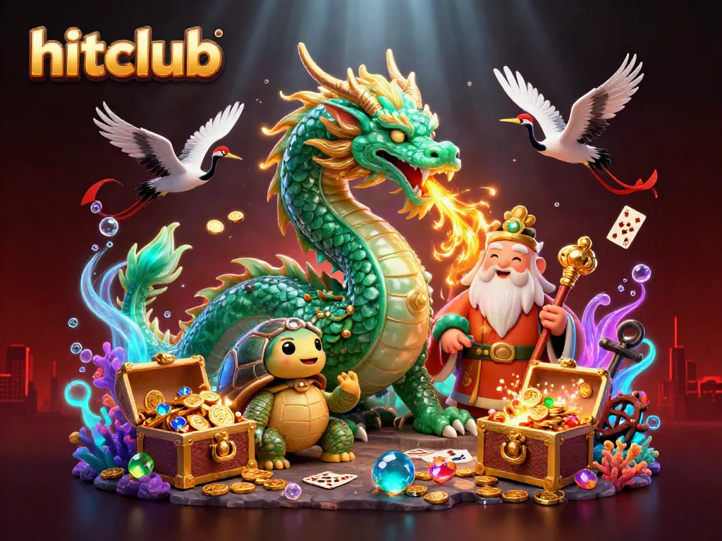 Experience the thrill of hitclub with a dynamic underwater casino scene featuring a jade dragon and vibrant treasures.