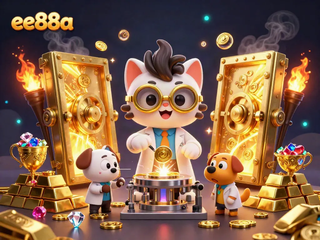 ee88a features vibrant casino scenes with golden treasures and animated characters in action.