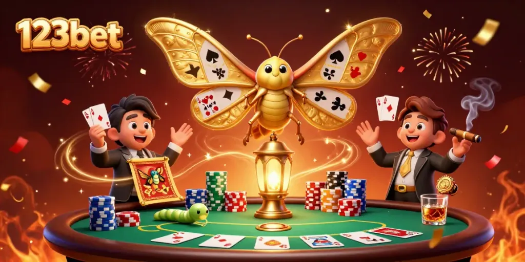 Engage with 123bet's thrilling casino experience featuring vibrant game elements and dynamic characters.